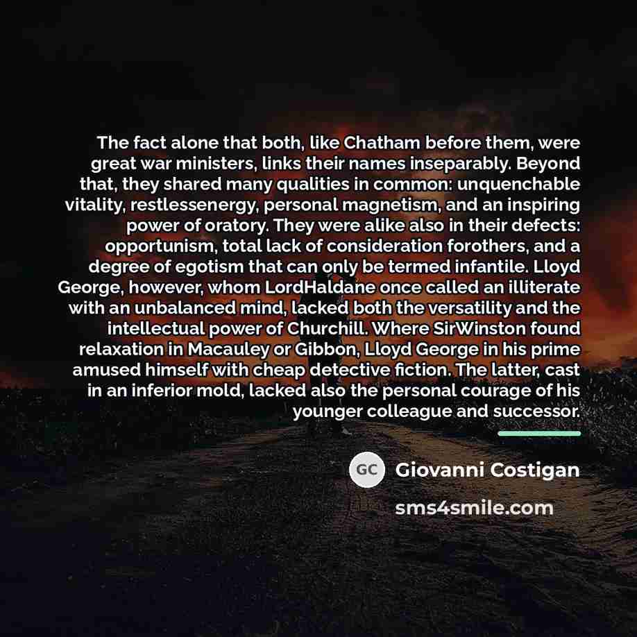 “The fact alone that both, like Chatham before them, were…” quote by Giovanni Costigan