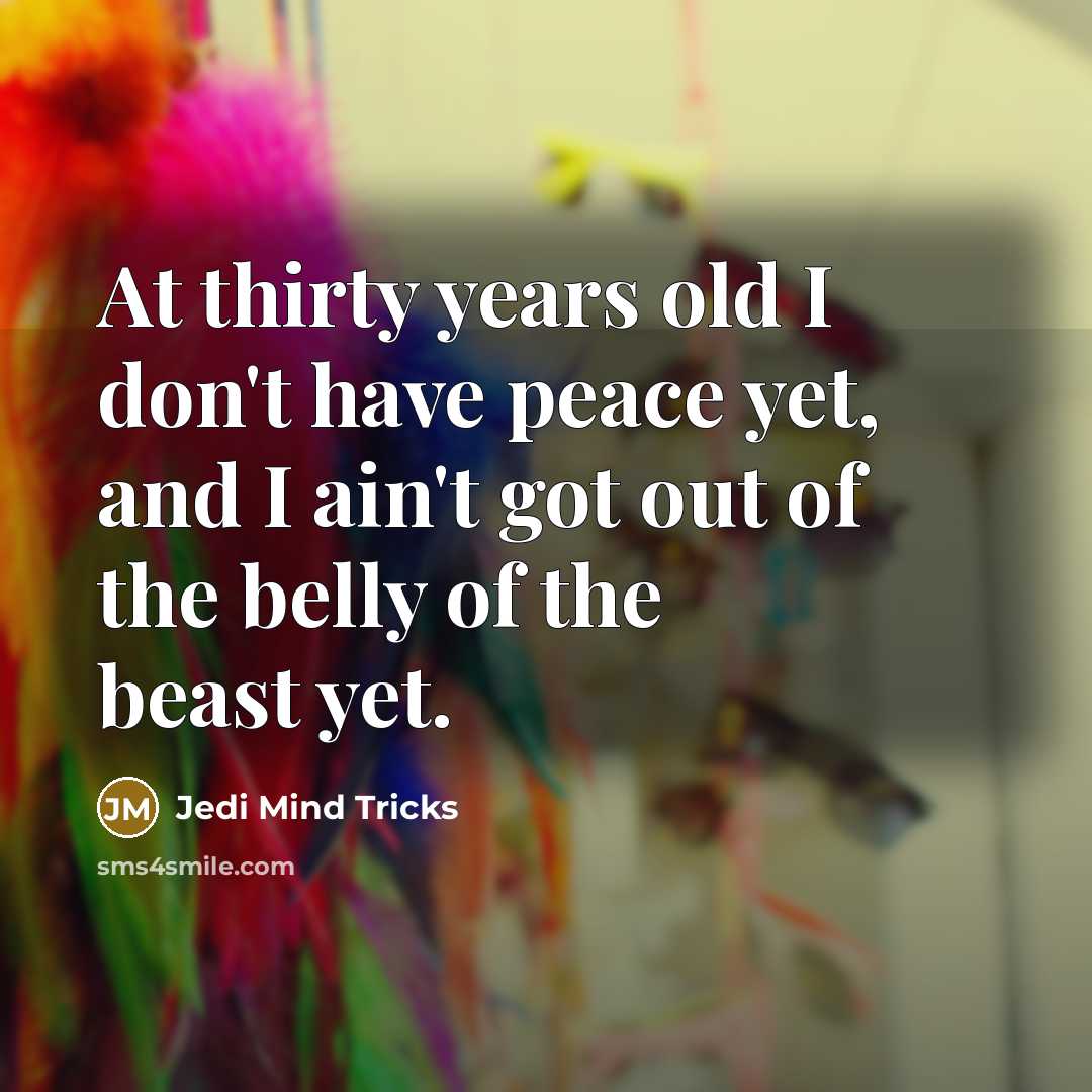 “At thirty years old I don't have peace yet, and…” quote by Jedi Mind Tricks