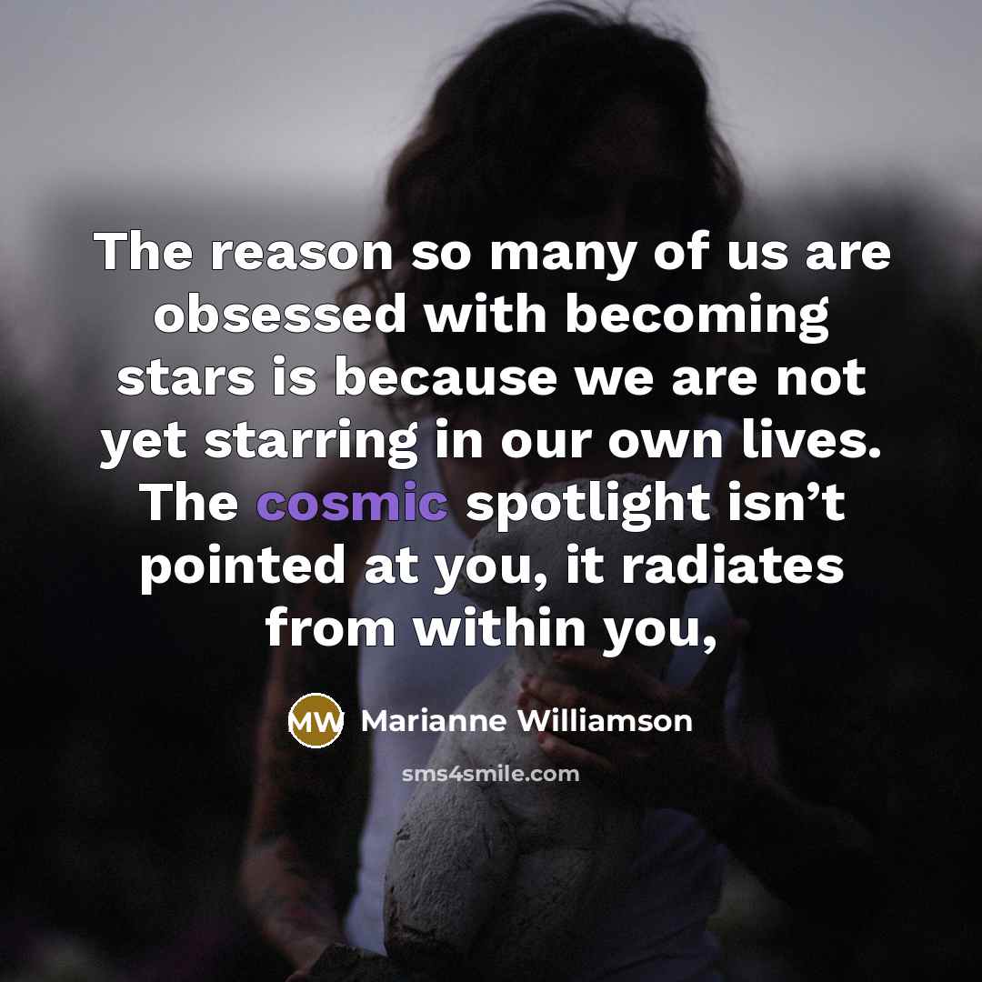 “The reason so many of us are obsessed with becoming…” quote by Marianne Williamson