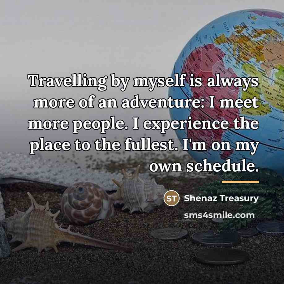 “Travelling by myself is always more of an adventure: I…” quote by Shenaz Treasury