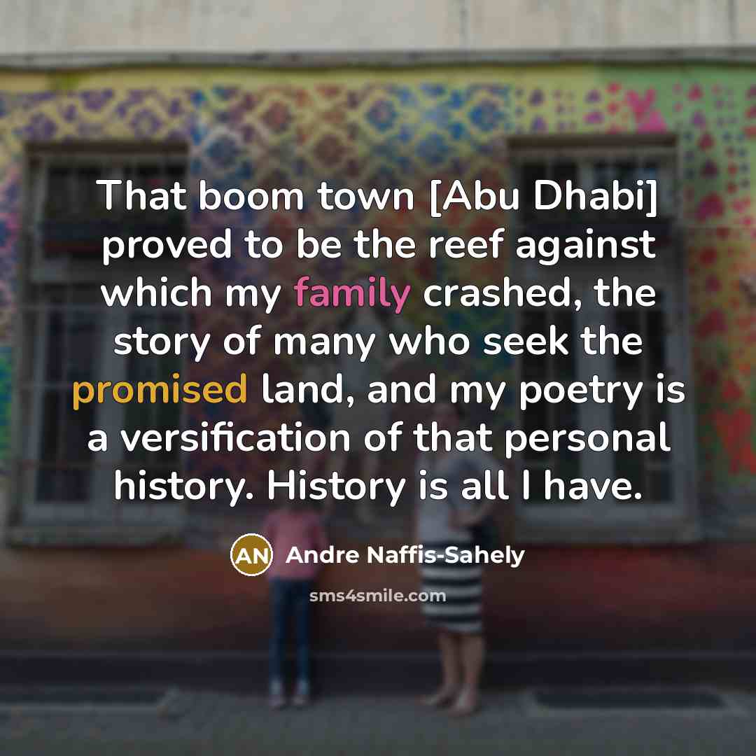 “That boom town [Abu Dhabi] proved to be the reef…” quote by Andre Naffis-Sahely