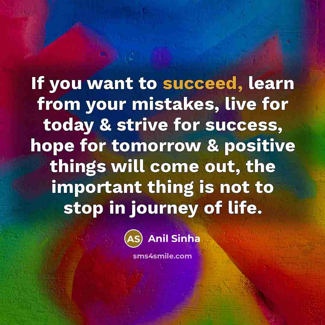 “If you want to succeed, learn from your mistakes, live…” quote by Anil Sinha