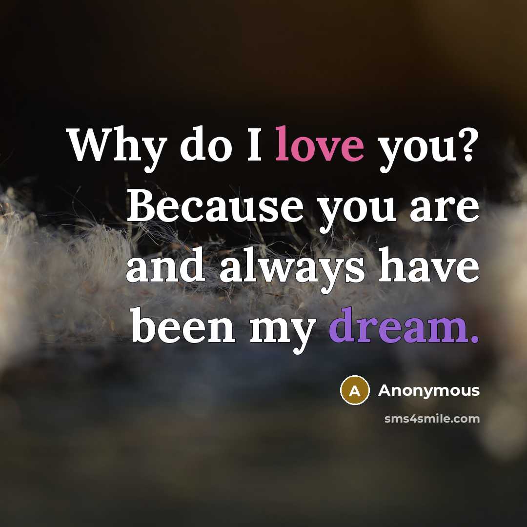 “Why do I love you? Because you are and always have been my dream.” quote by Anonymous