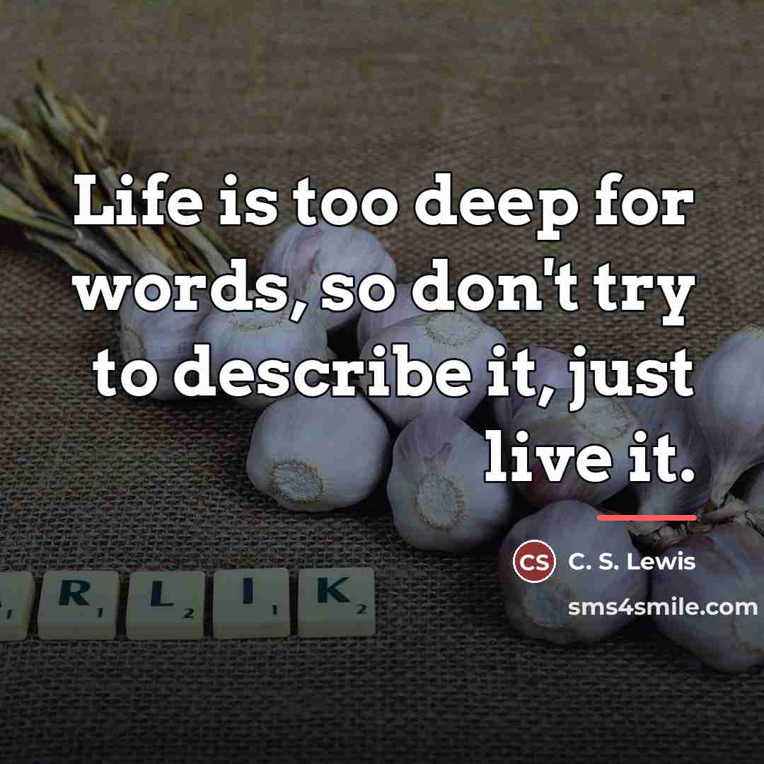 “Life is too deep for words, so don't try to…” quote by C. S. Lewis