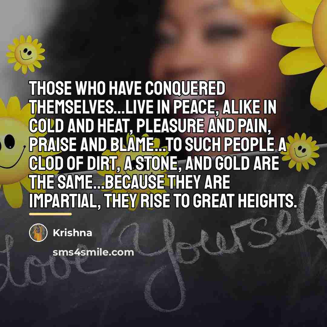 “Those who have conquered themselves...live in peace, alike in cold…” quote by Krishna