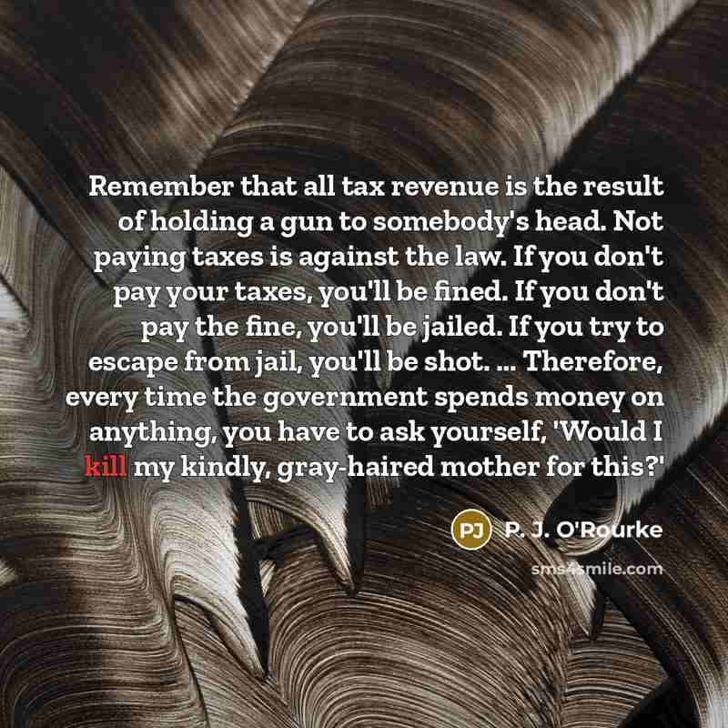“Remember that all tax revenue is the result of holding…” quote by P. J. O'Rourke