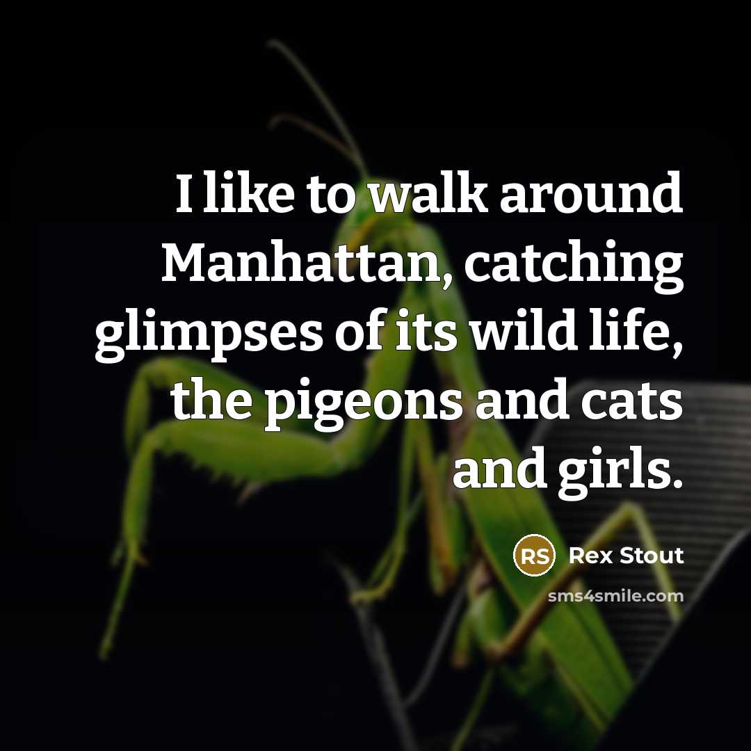 “I like to walk around Manhattan, catching glimpses of its…” quote by Rex Stout