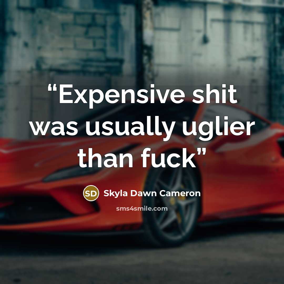 “Expensive shit was usually uglier than fuck” quote by Skyla Dawn Cameron