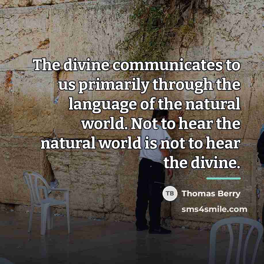 “The divine communicates to us primarily through the language of…” quote by Thomas Berry