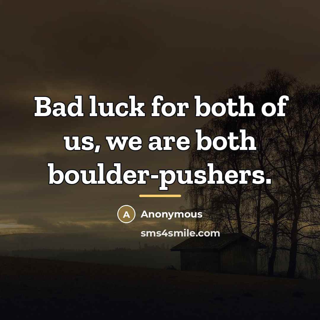 “Bad luck for both of us, we are both boulder-pushers.…” quote by Anonymous