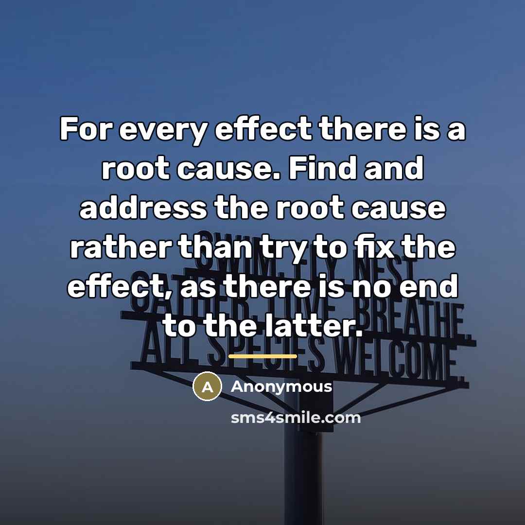 “For every effect there is a root cause. Find and…” quote by Anonymous