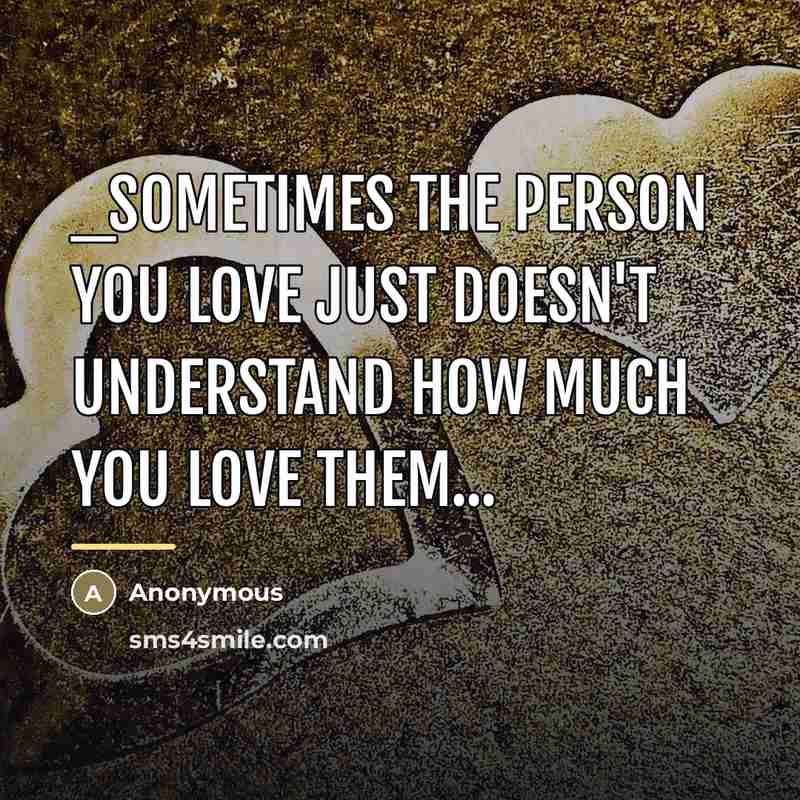 “_sometimes the person you love just doesn't understand how much…” quote by Anonymous