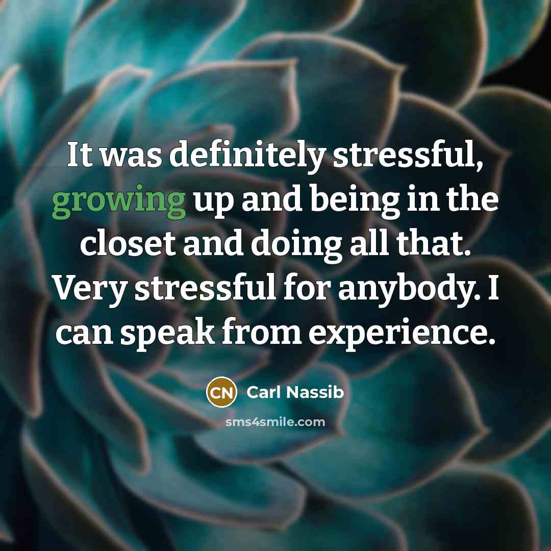 “It was definitely stressful, growing up and being in the…” quote by Carl Nassib