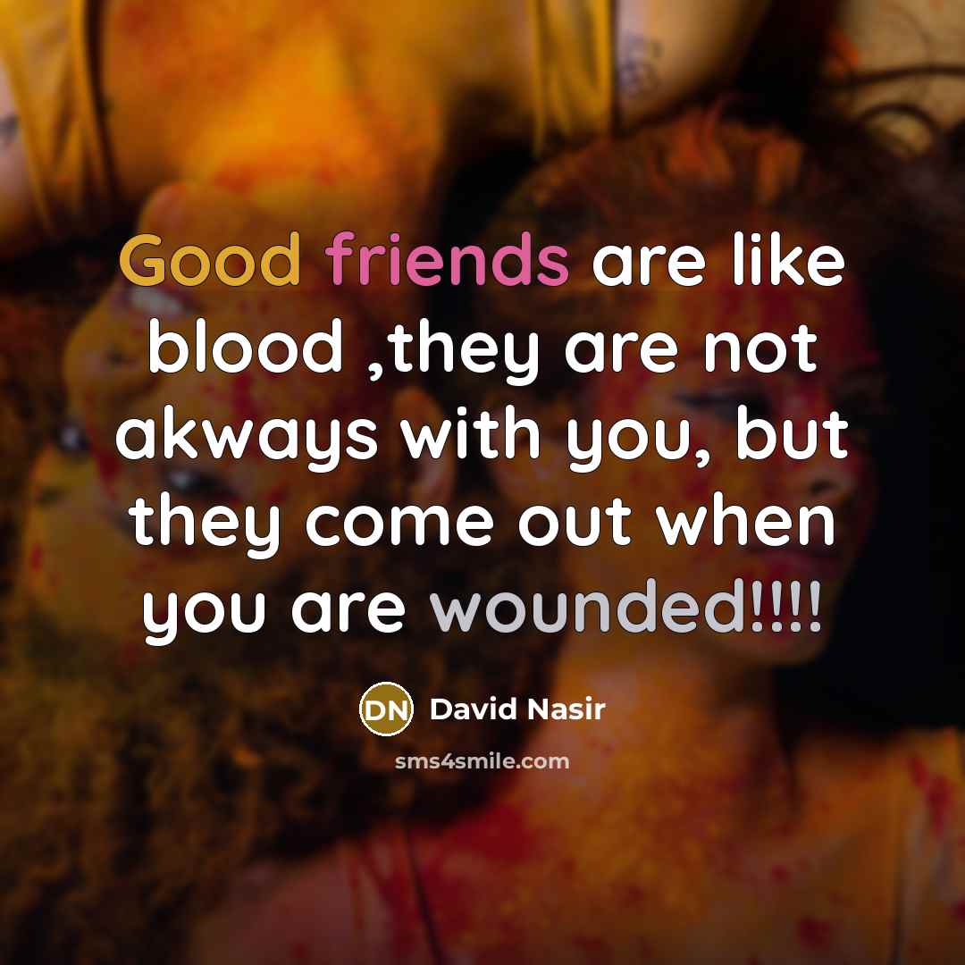 “Good friends are like blood ,they are not akways with you, but they come out when you are wounded!!!!” quote by David Nasir