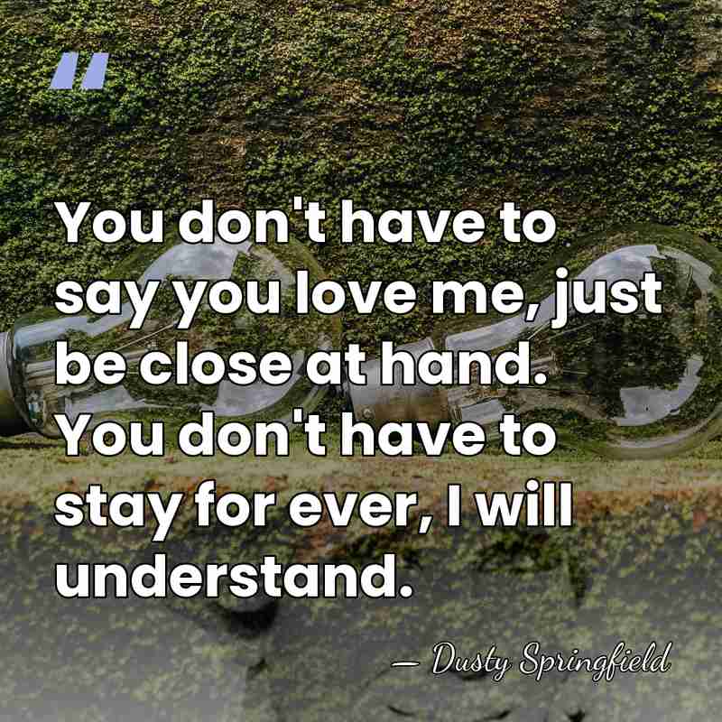 You don't have to say you love me, just be close at&hellip; - Dusty Springfield