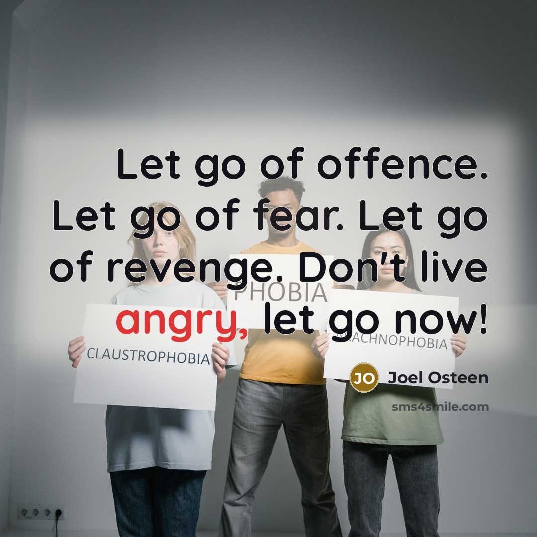 “Let go of offence. Let go of fear. Let go…” quote by Joel Osteen