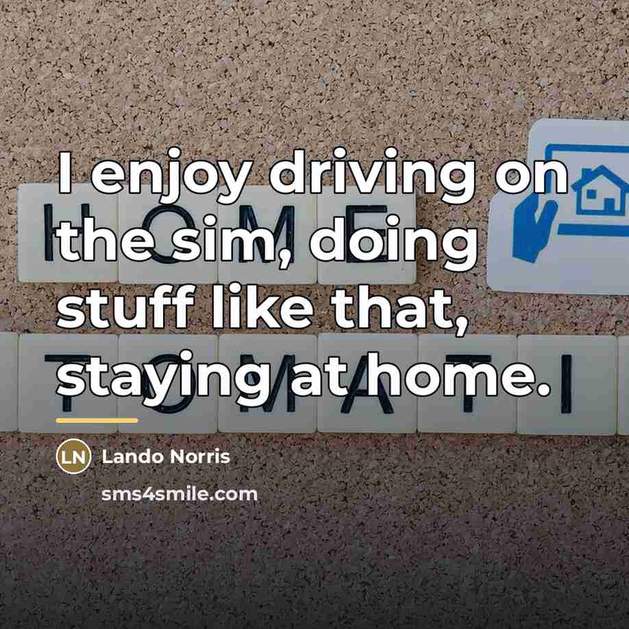 “I enjoy driving on the sim, doing stuff like that,…” quote by Lando Norris
