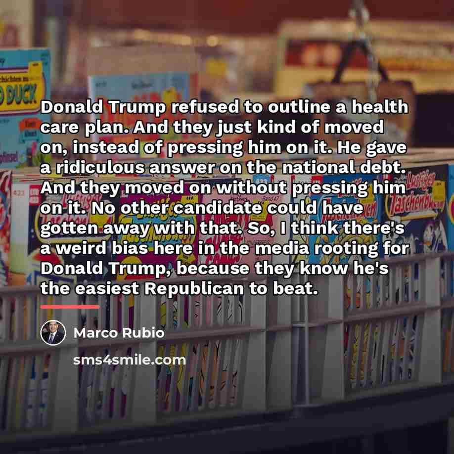 “Donald Trump refused to outline a health care plan. And…” quote by Marco Rubio