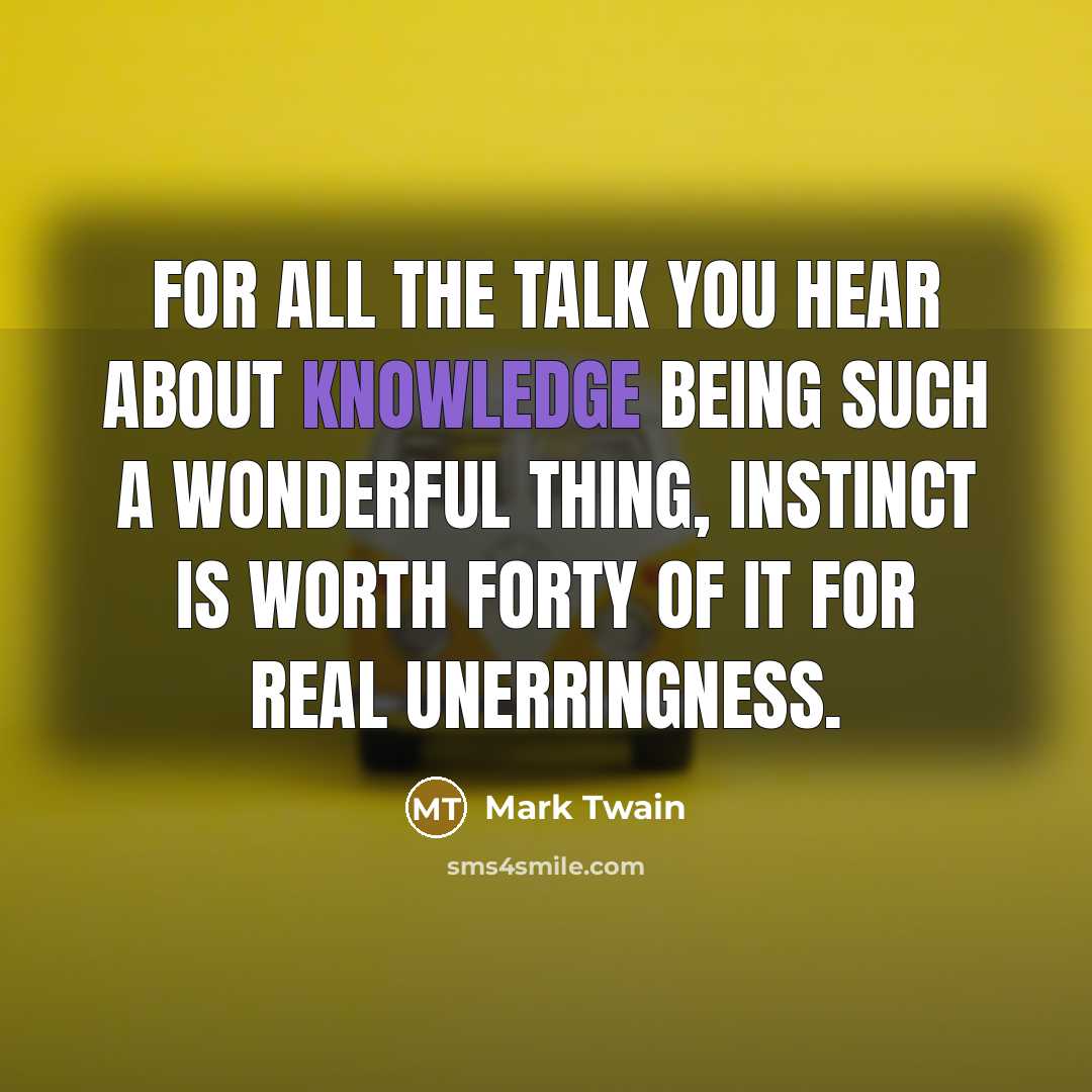 “For all the talk you hear about knowledge being such…” quote by Mark Twain