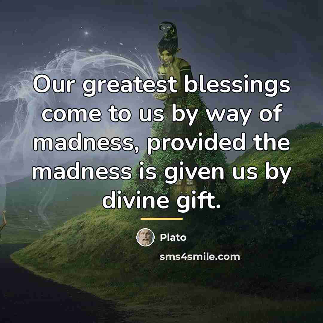 “Our greatest blessings come to us by way of madness,…” quote by Plato