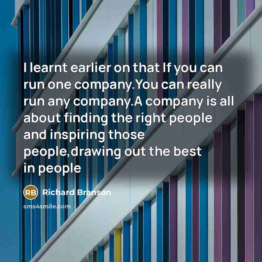 “I learnt earlier on that If you can run one…” quote by Richard Branson