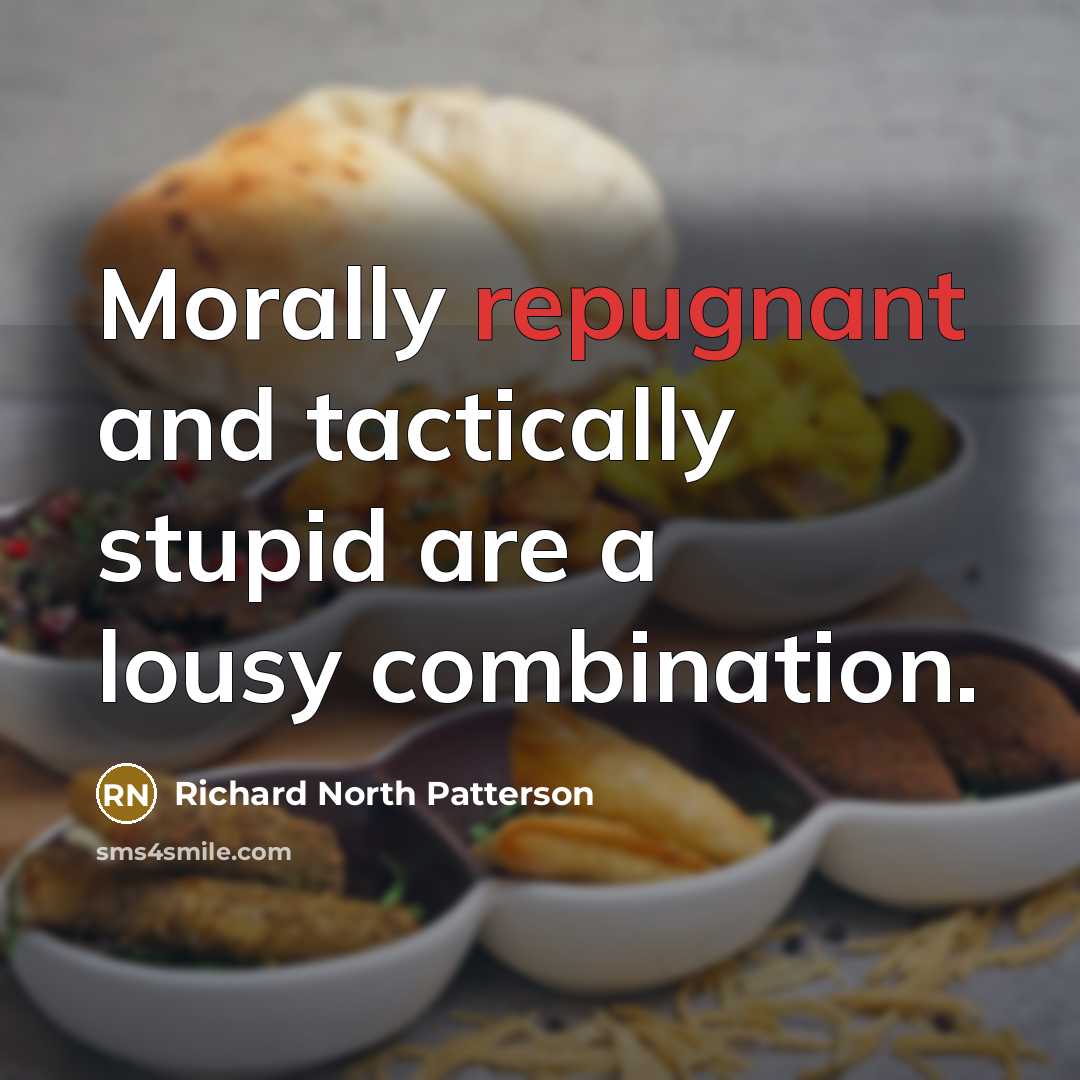 “Morally repugnant and tactically stupid are a lousy combination.…” quote by Richard North Patterson