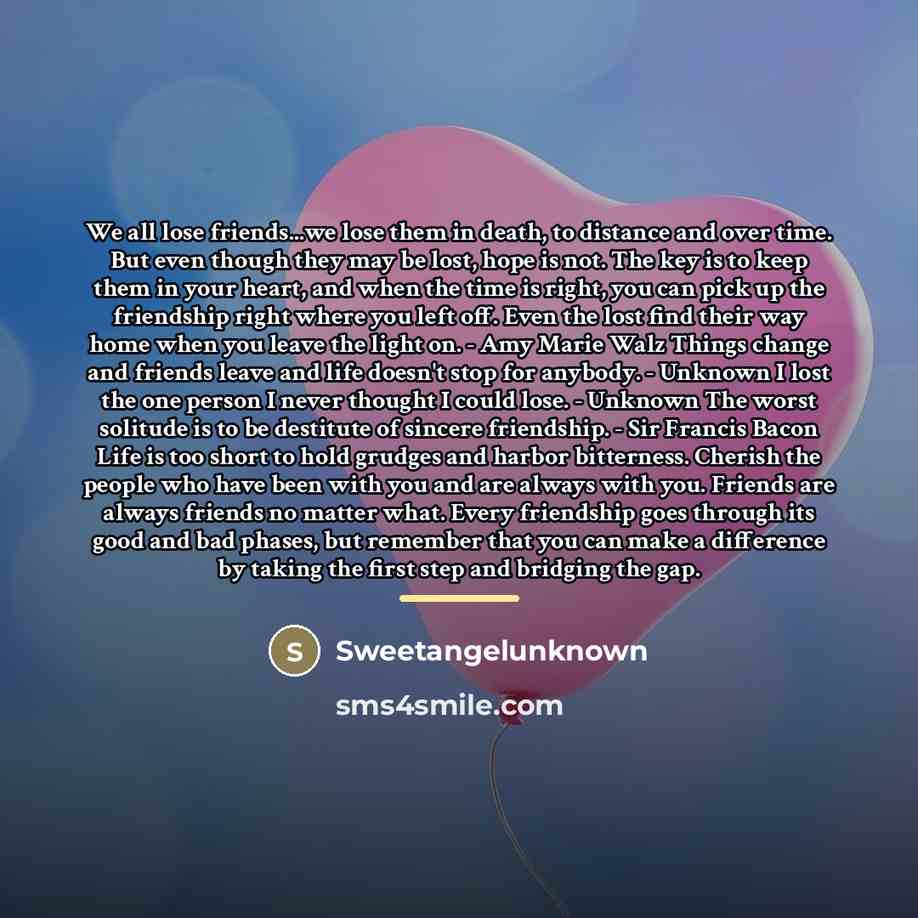 “We all lose friends...we lose them in death, to distance…” quote by SweetangelUnknown