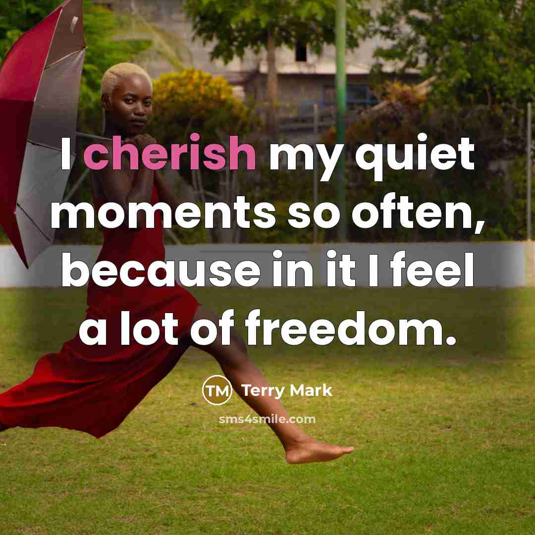 “I cherish my quiet moments so often, because in it…” quote by Terry Mark