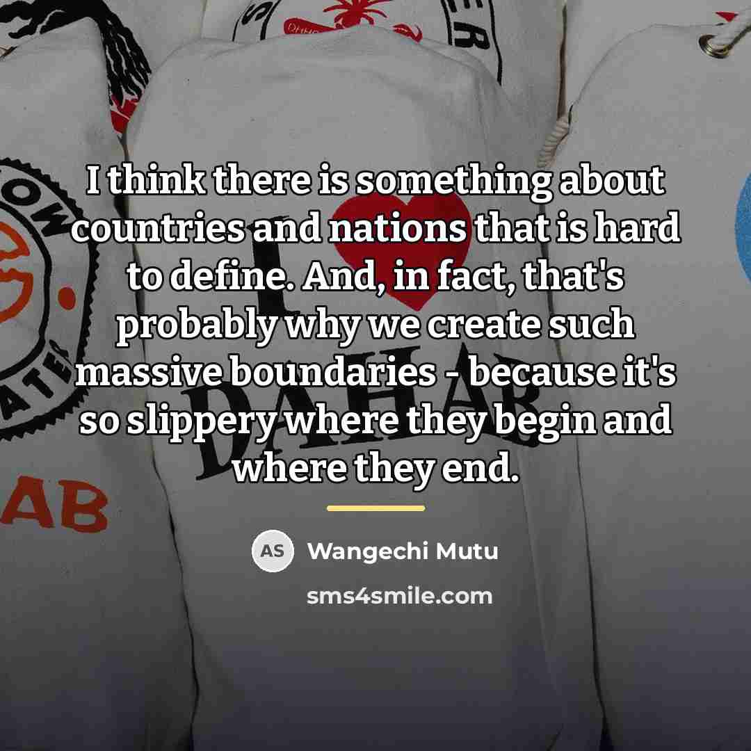 “I think there is something about countries and nations that…” quote by Wangechi Mutu