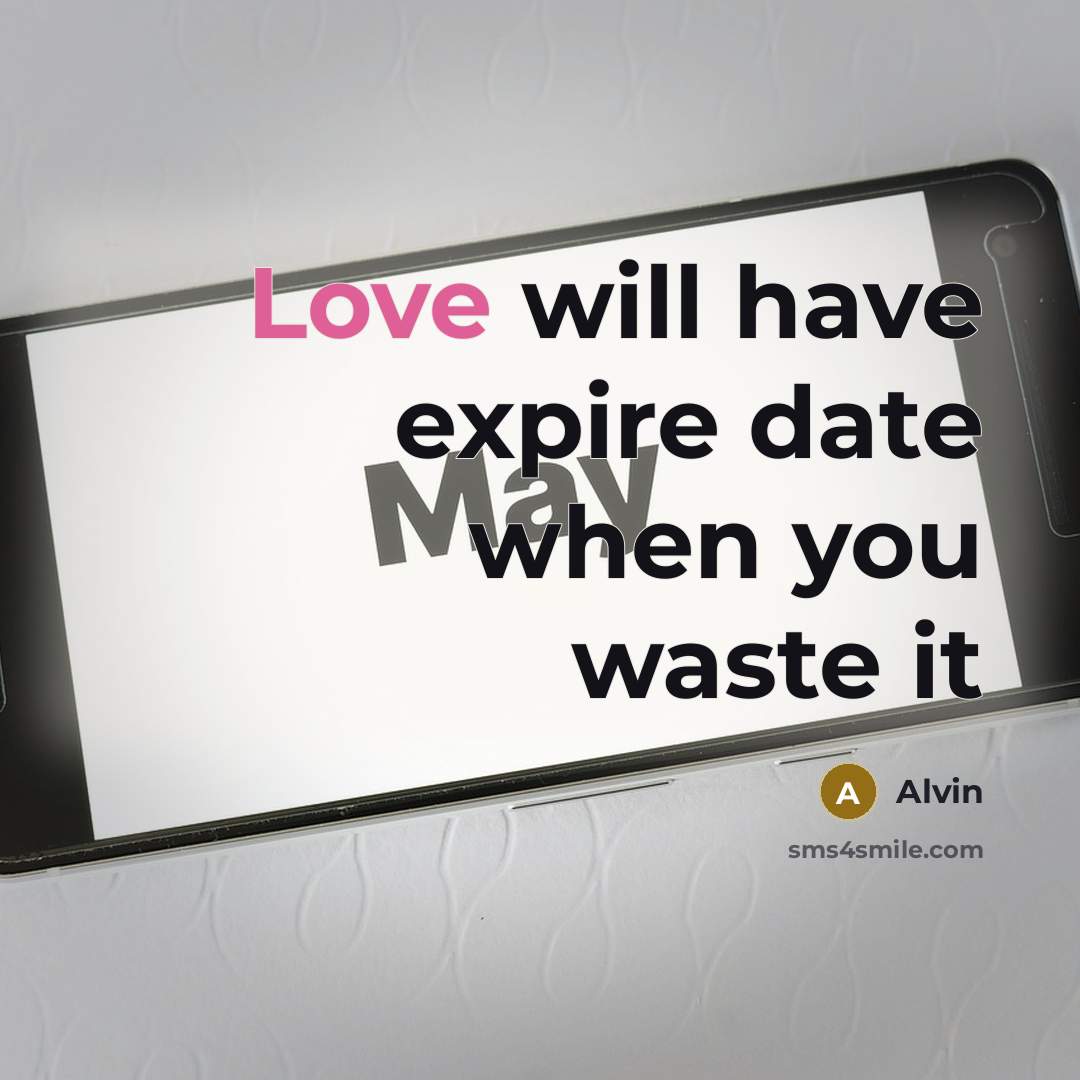 “Love will have expire date when you waste it” quote by Alvin