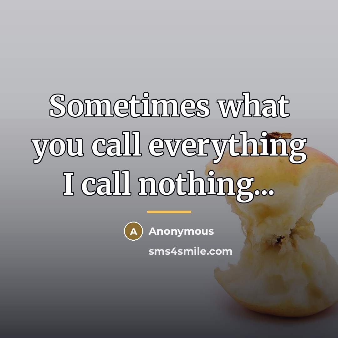 “Sometimes what you call everything I call nothing...…” quote by Anonymous