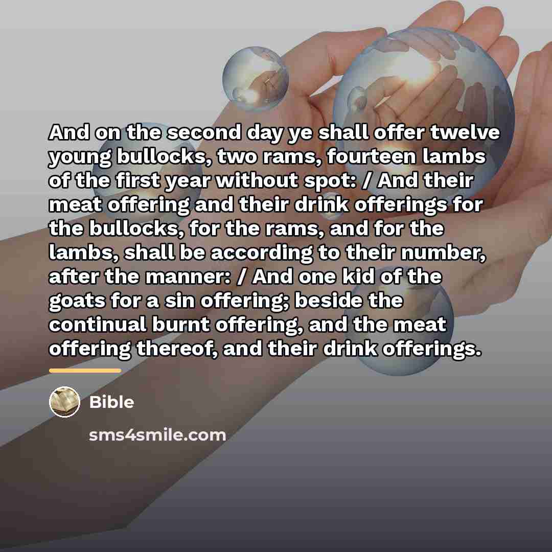 “And on the second day ye shall offer twelve young…” quote by Bible