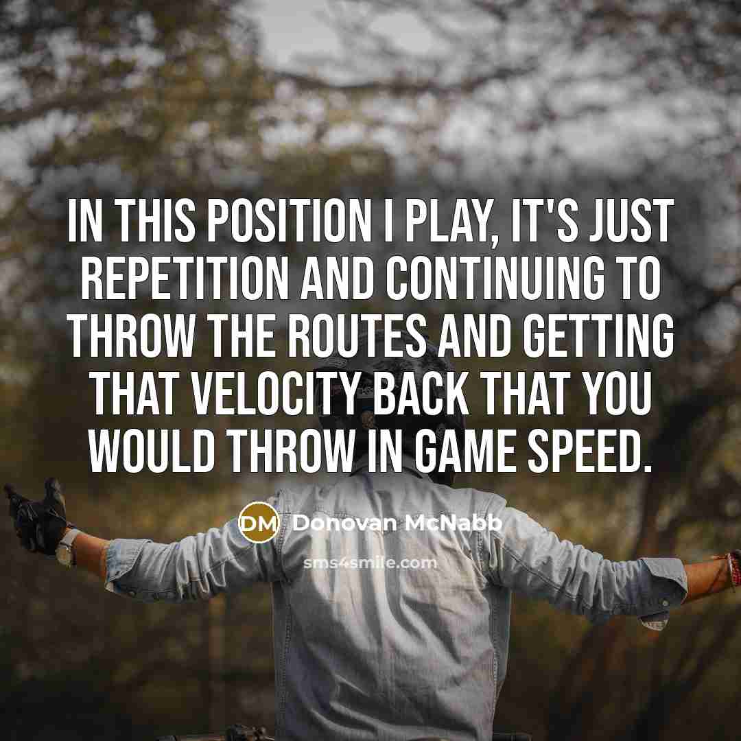 “In this position I play, it's just repetition and continuing…” quote by Donovan McNabb