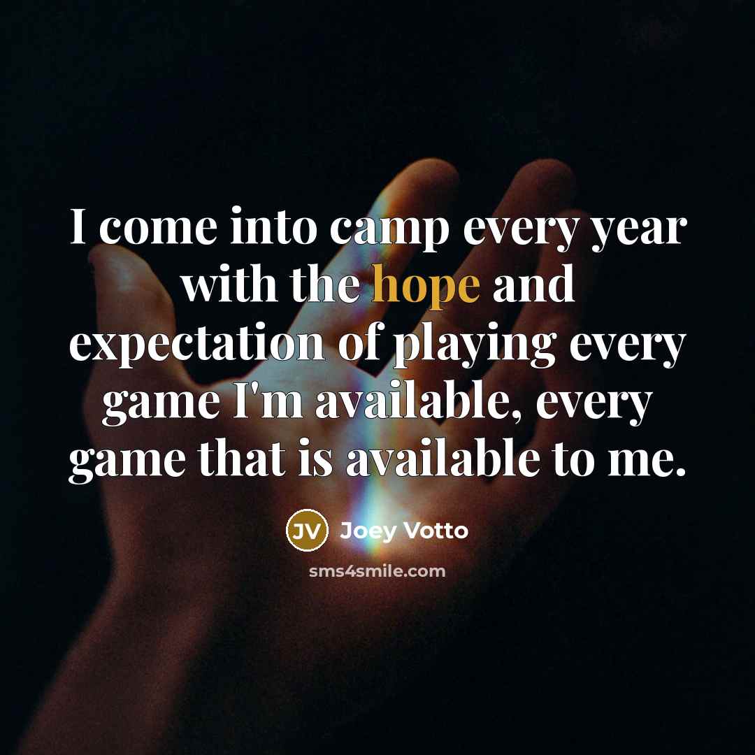 “I come into camp every year with the hope and…” quote by Joey Votto