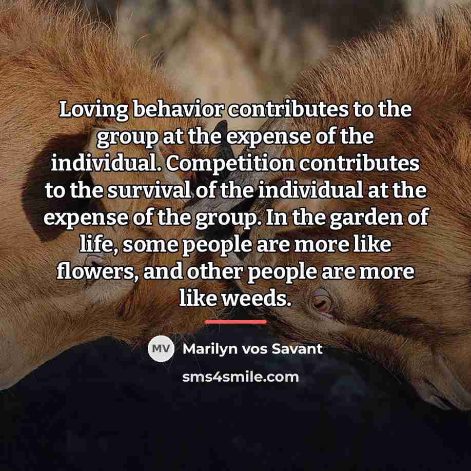 “Loving behavior contributes to the group at the expense of…” quote by Marilyn vos Savant
