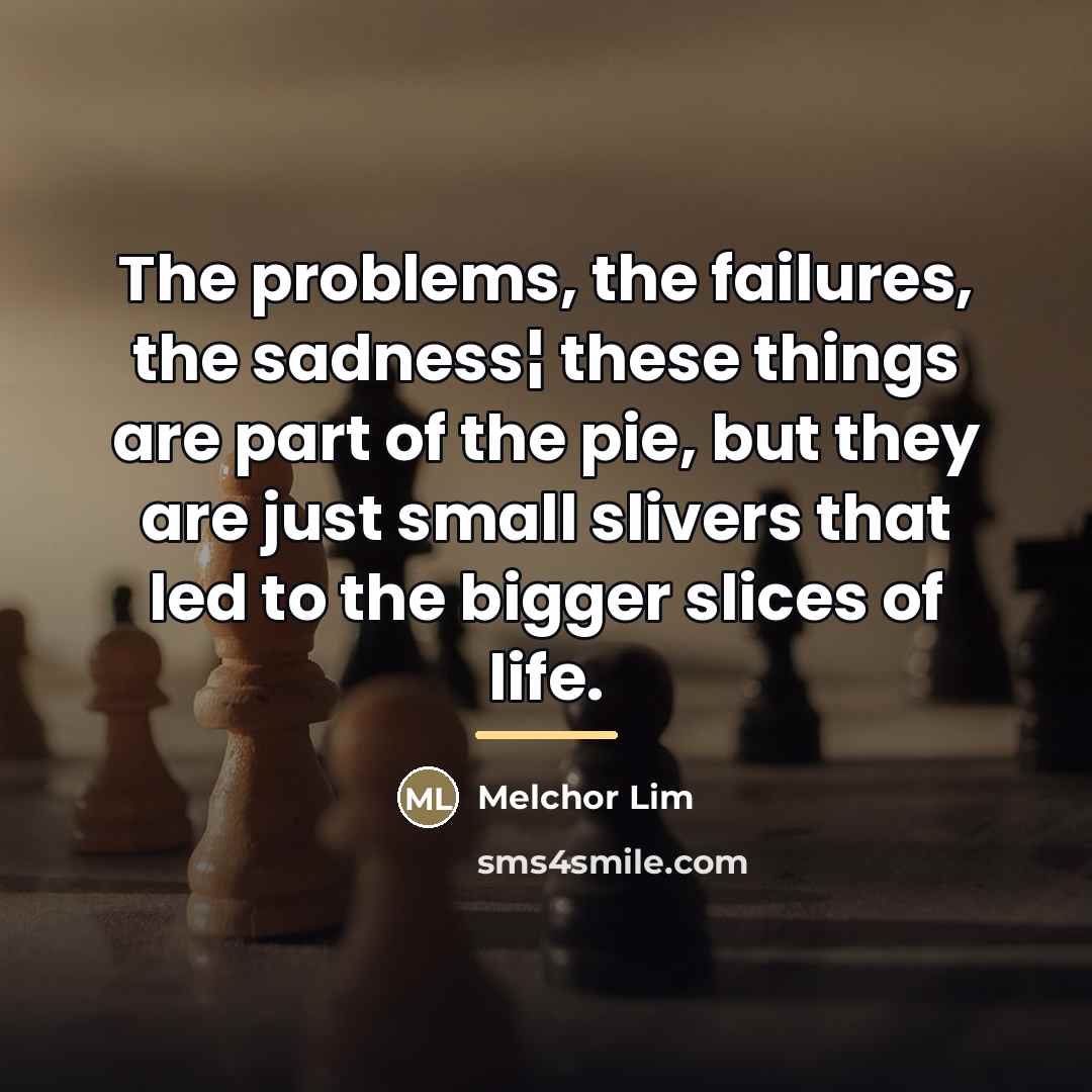 “The problems, the failures, the sadness¦ these things are part…” quote by Melchor Lim