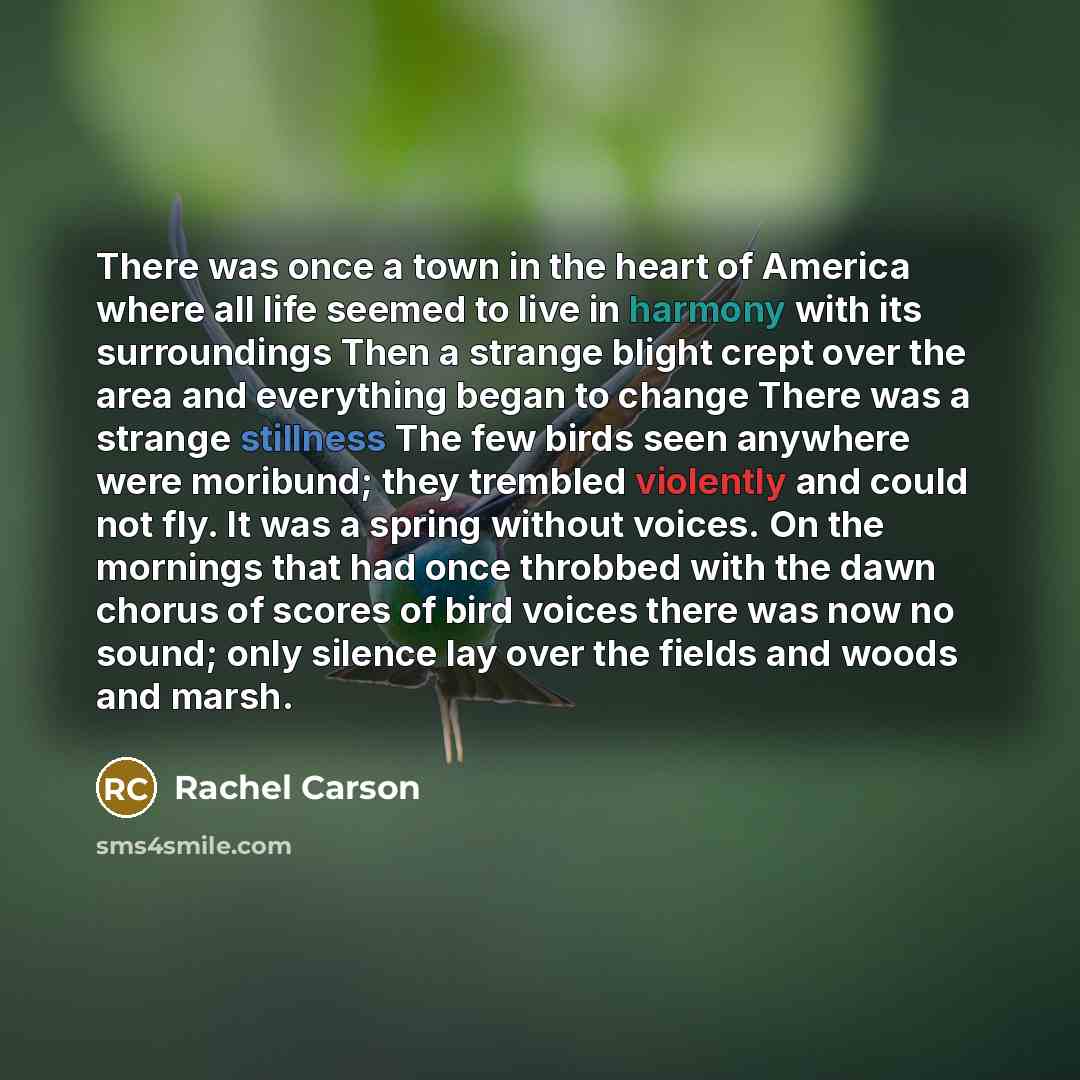 “There was once a town in the heart of America…” quote by Rachel Carson