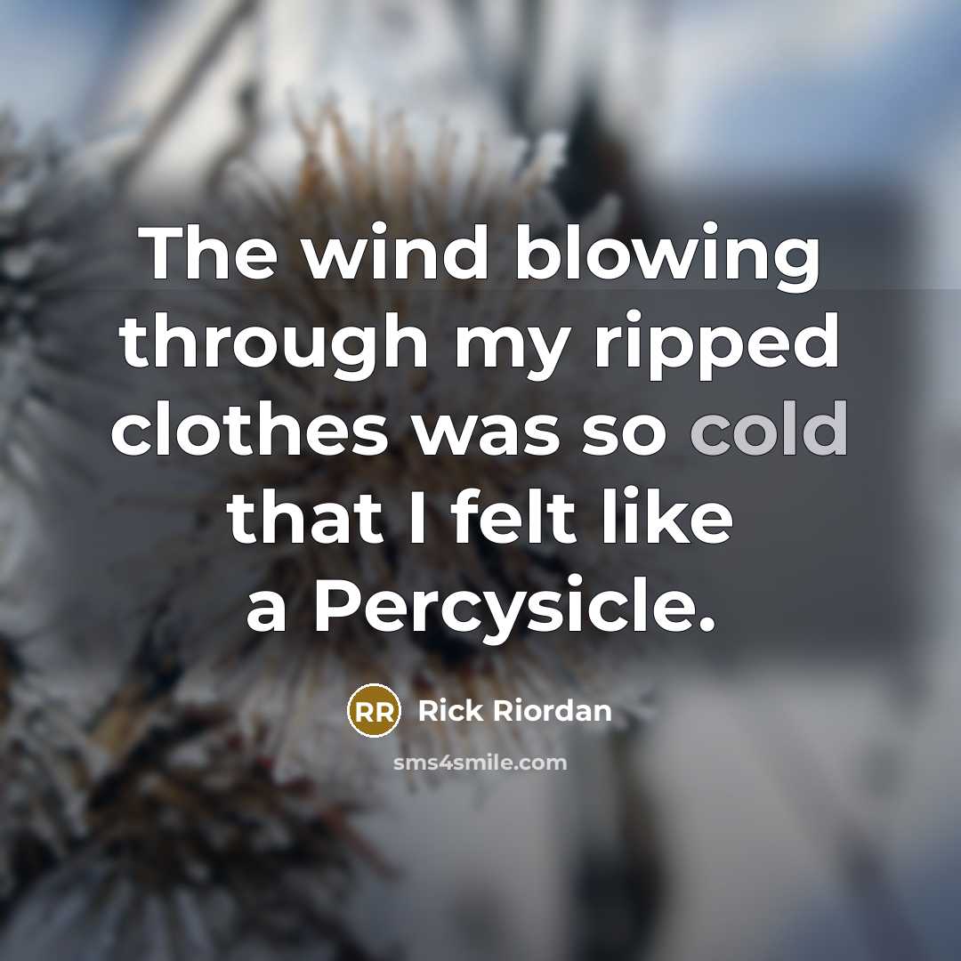 “The wind blowing through my ripped clothes was so cold…” quote by Rick Riordan