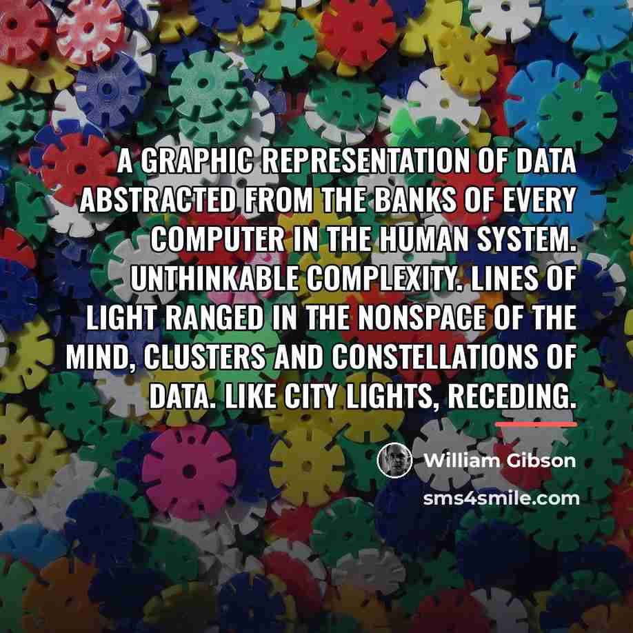 “A graphic representation of data abstracted from the banks of…” quote by William Gibson