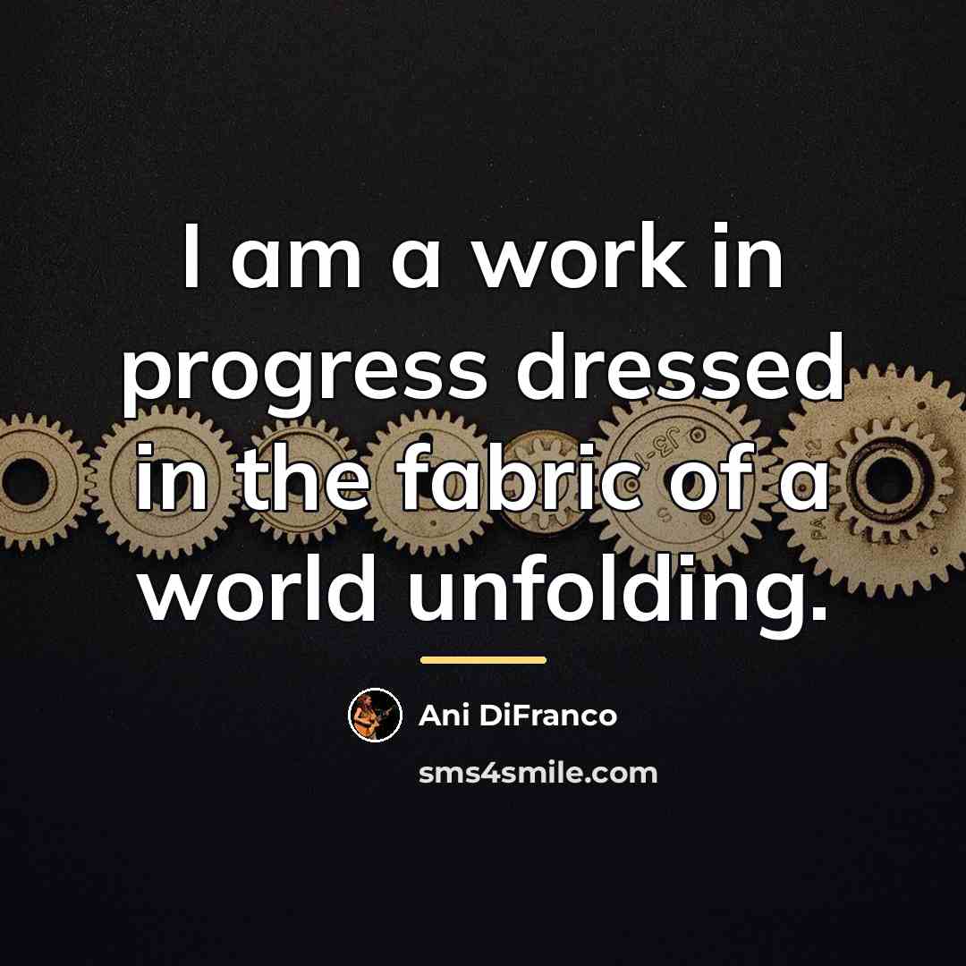 “I am a work in progress dressed in the fabric…” quote by Ani DiFranco
