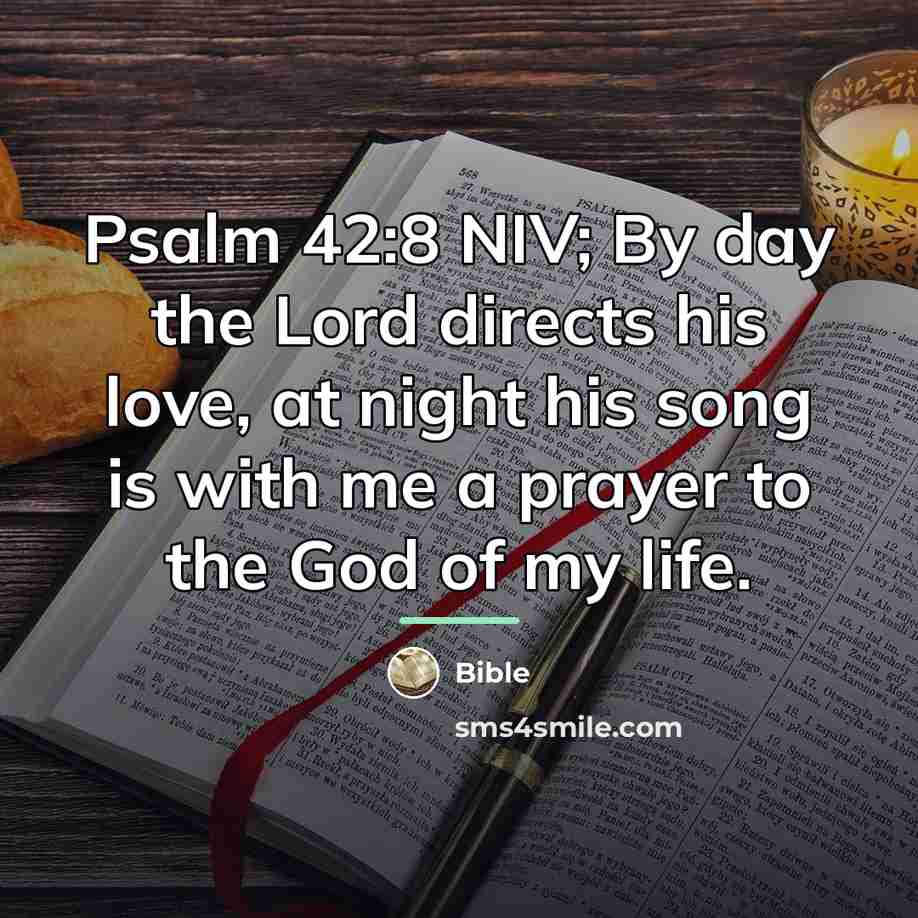 “Psalm 42:8 NIV; By day the Lord directs his love,…” quote by Bible