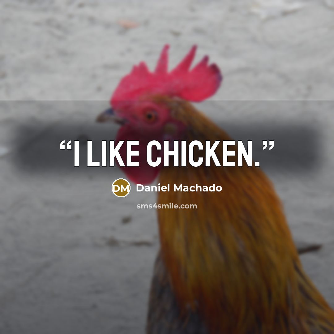 “I like chicken.” quote by Daniel Machado