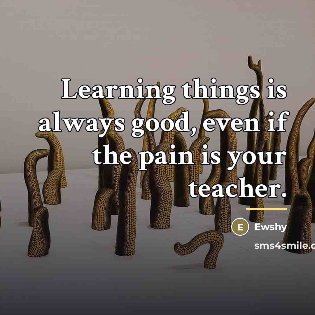 “Learning things is always good, even if the pain is…” quote by Ewshy