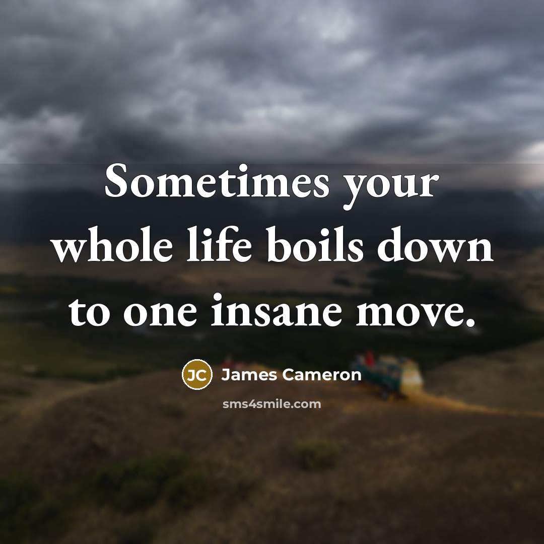 “Sometimes your whole life boils down to one insane move.” quote by James Cameron