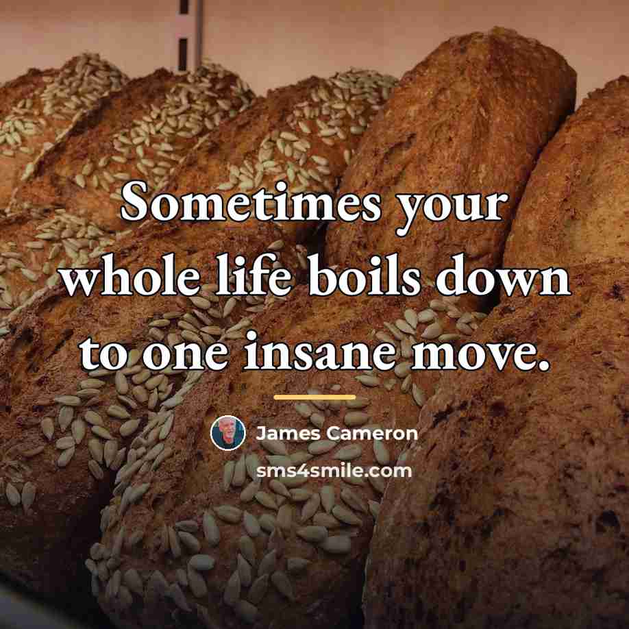 “Sometimes your whole life boils down to one insane move.…” quote by James Cameron