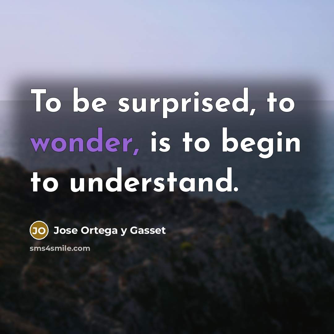 “To be surprised, to wonder, is to begin to understand.…” quote by Jose Ortega y Gasset