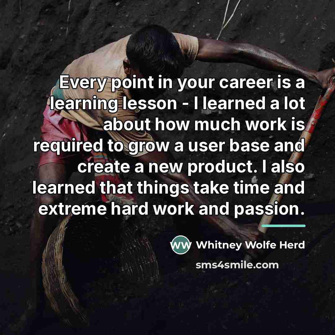 “Every point in your career is a learning lesson -…” quote by Whitney Wolfe Herd