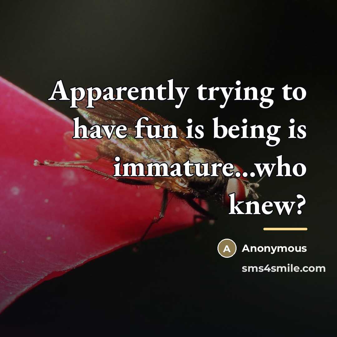 “Apparently trying to have fun is being is immature...who knew?…” quote by Anonymous