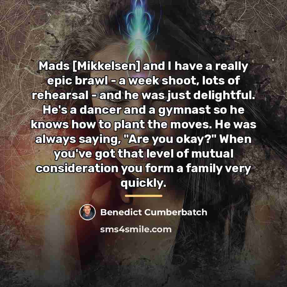 “Mads [Mikkelsen] and I have a really epic brawl -…” quote by Benedict Cumberbatch