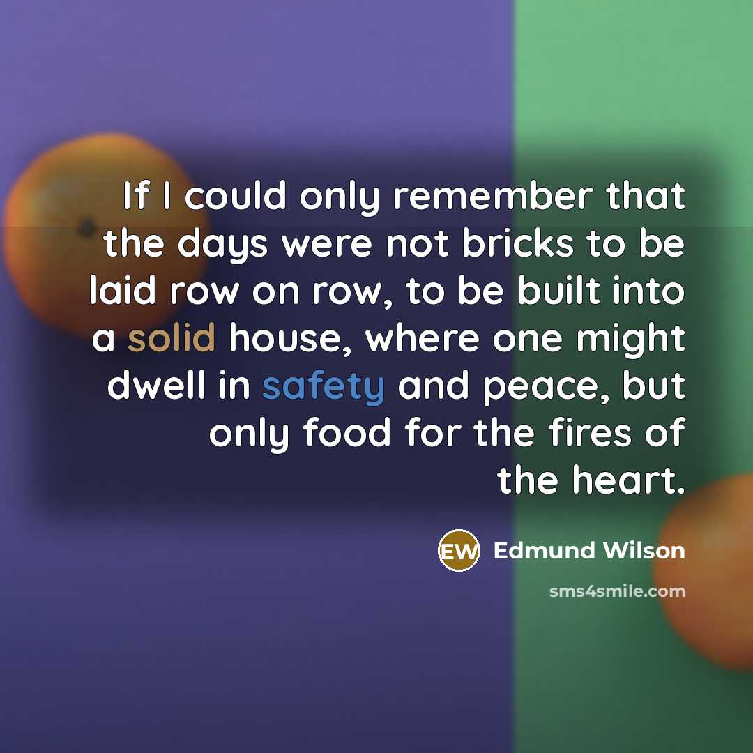 “If I could only remember that the days were not…” quote by Edmund Wilson